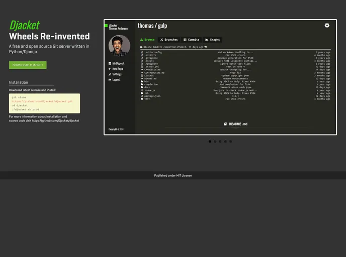 screenshot of Djacket