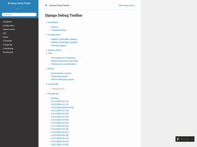 screenshot of Django Debug Toolbar