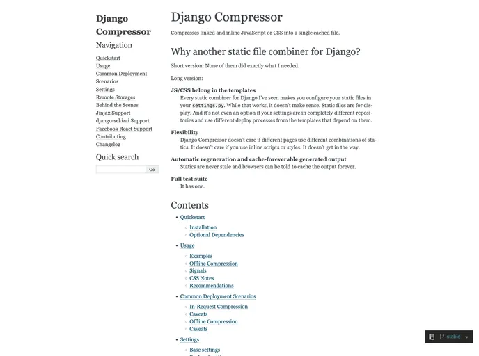 screenshot of Django Compressor