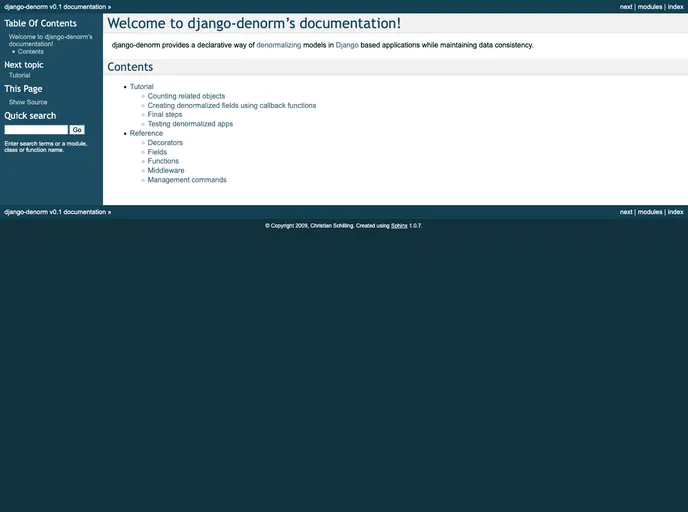 screenshot of Django Denorm