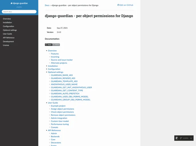screenshot of Django Guardian