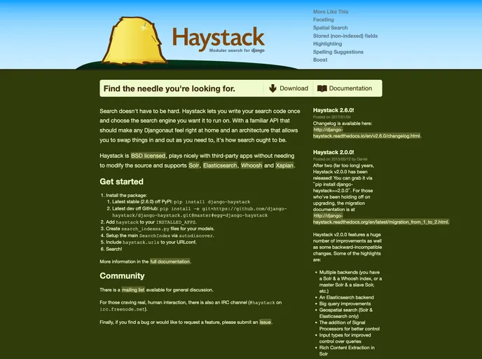 screenshot of Django Haystack