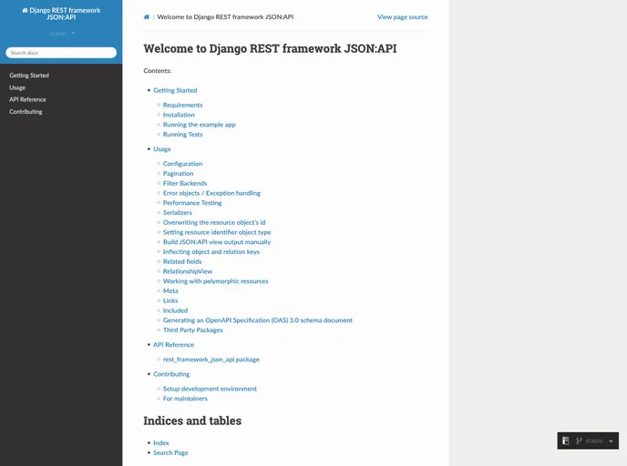 screenshot of Django Rest Framework Json Api