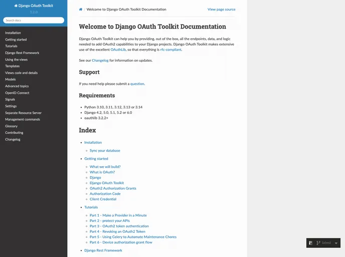 screenshot of Django Oauth Toolkit
