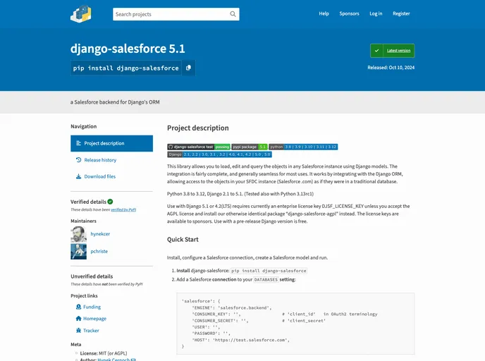 screenshot of Django Salesforce
