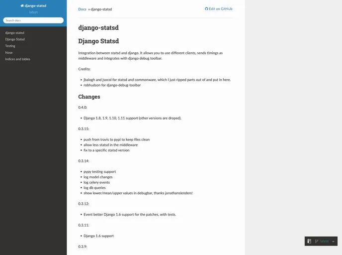 screenshot of Django Statsd