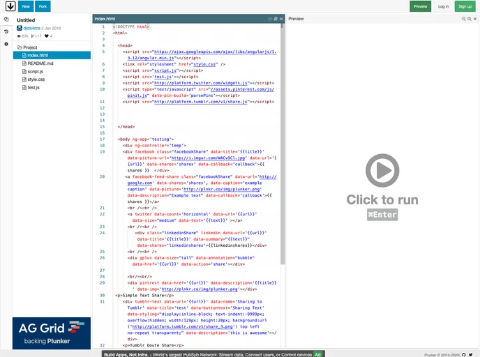 screenshot of Angular Socialshare