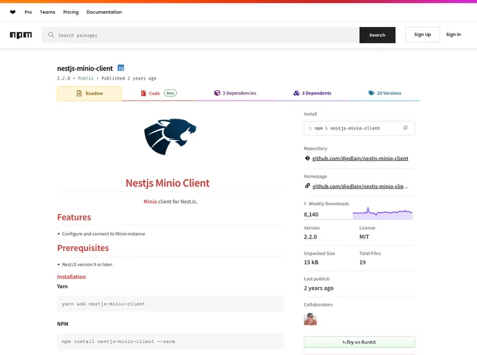 screenshot of Nestjs Minio Client