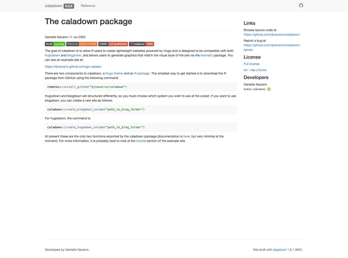 screenshot of Caladown