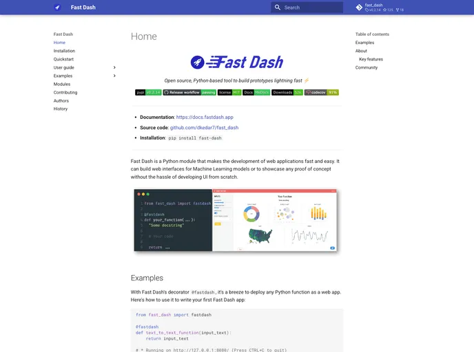 screenshot of Fast_dash