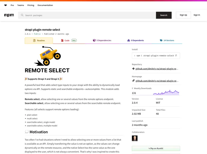 screenshot of Strapi Plugin Remote Select