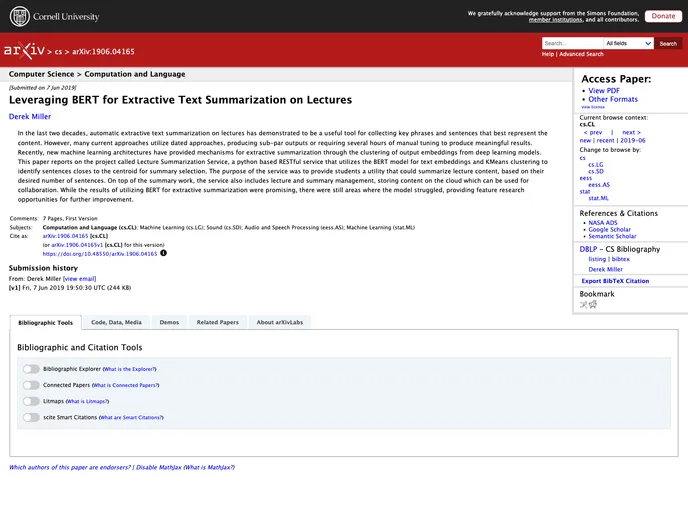 screenshot of Lecture Summarizer