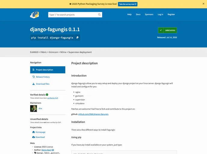 screenshot of Django Fagungis