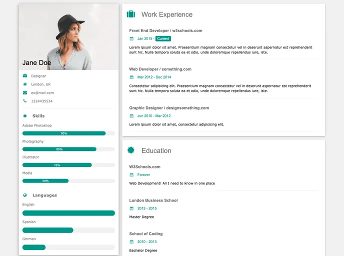 screenshot of Astro Cv Theme