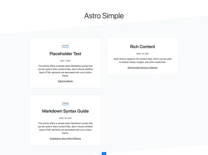 screenshot of Astro Simple Blog Theme