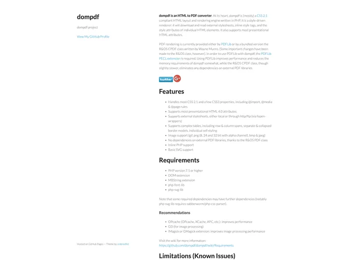 screenshot of Dompdf