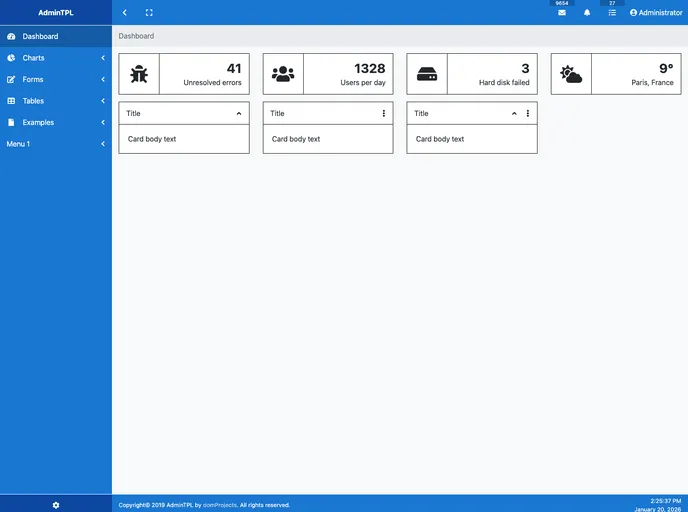 screenshot of AdminTPL