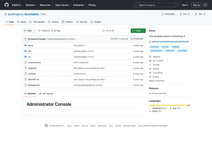 screenshot of BootAdmin