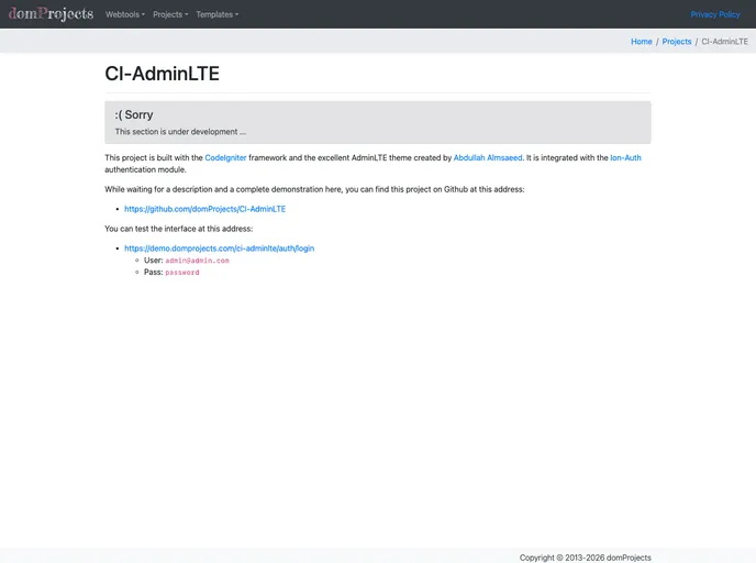 CI AdminLTE screenshot