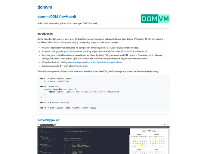 screenshot of Domvm