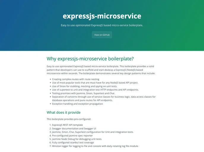 screenshot of Expressjs Microservice