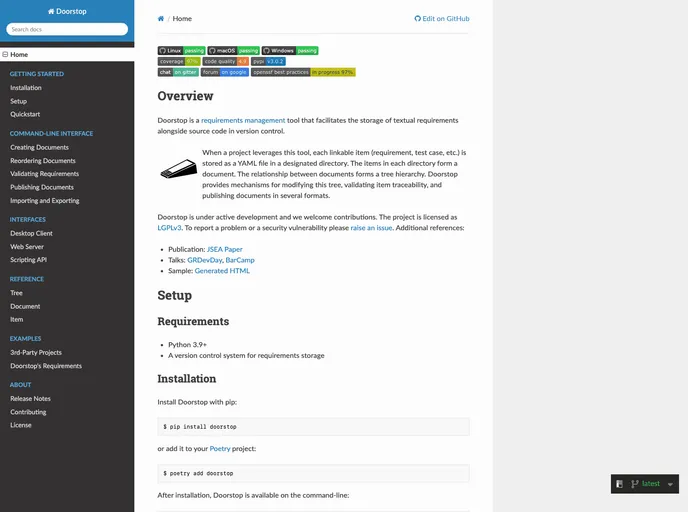 screenshot of Doorstop