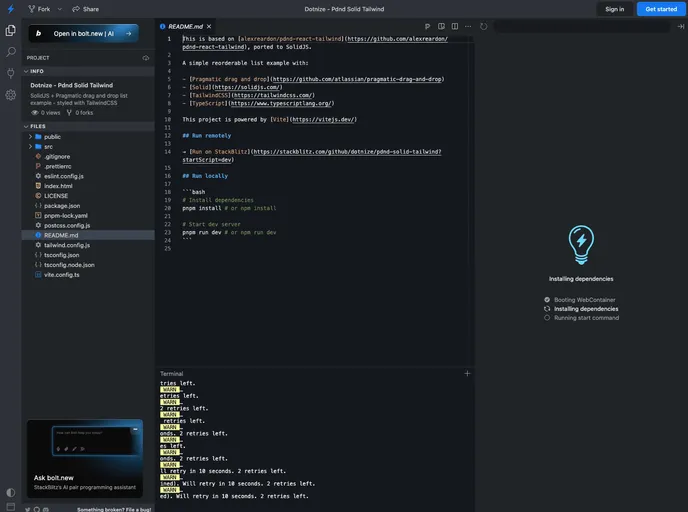screenshot of Pdnd Solid Tailwind