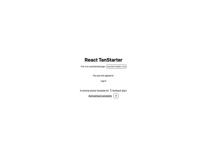 React Tanstarter screenshot