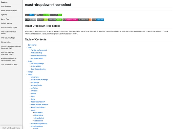 React Dropdown Tree Select