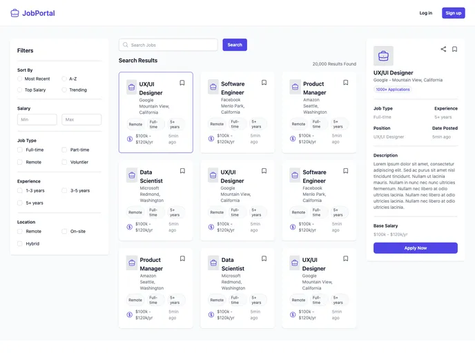 screenshot of JobPortal