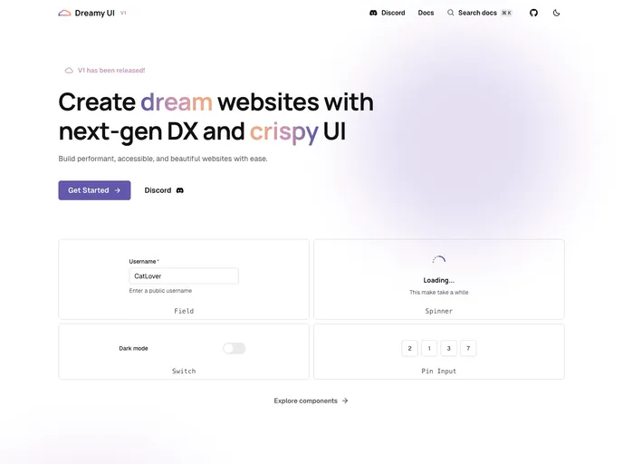 screenshot of Dreamy UI