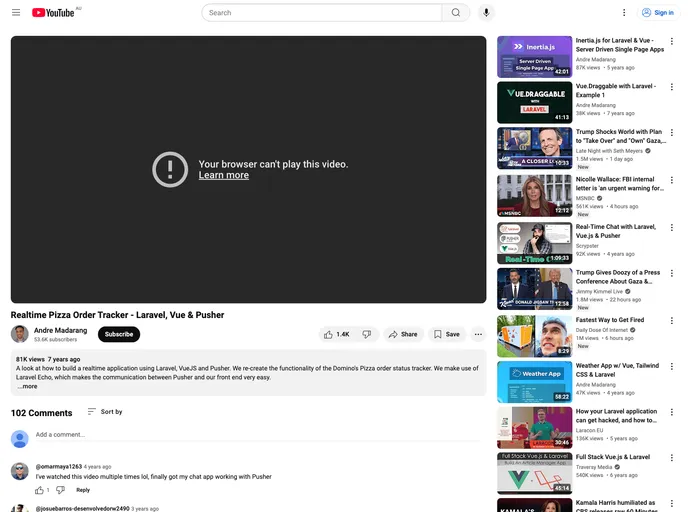 screenshot of Laravel Realtime Example