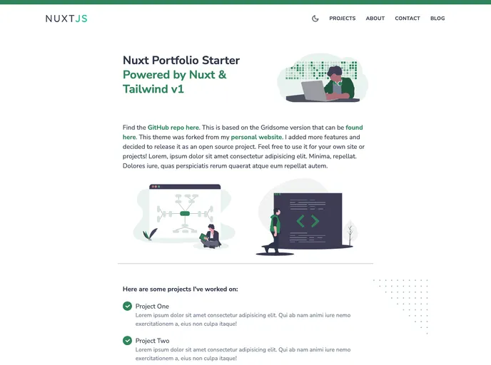 screenshot of Nuxt Portfolio Starter