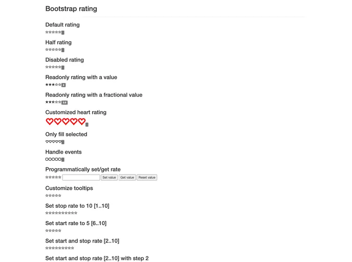 screenshot of Bootstrap Rating