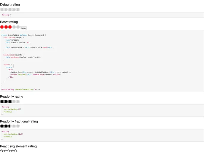 screenshot of React Rating