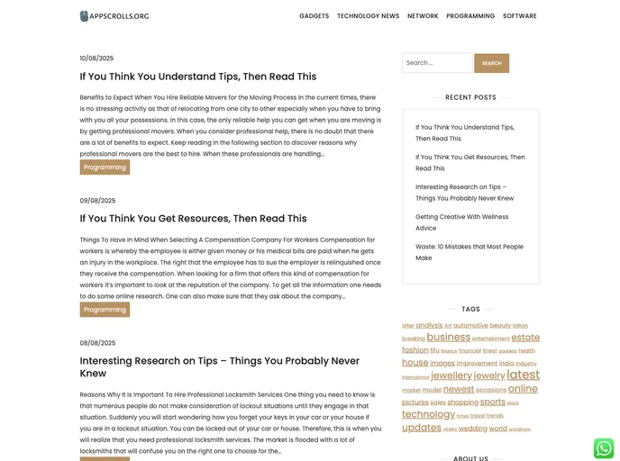 screenshot of Appscrolls