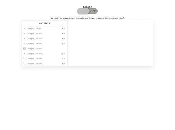 screenshot of Responsive Miller Column