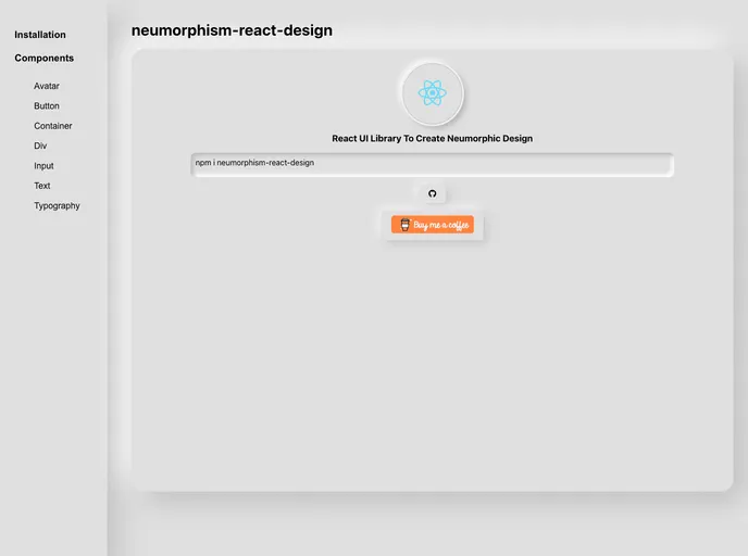 screenshot of Neumorphism React Design