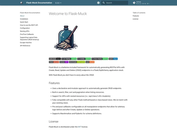 screenshot of Flask Muck