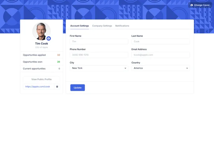 screenshot of User Profile