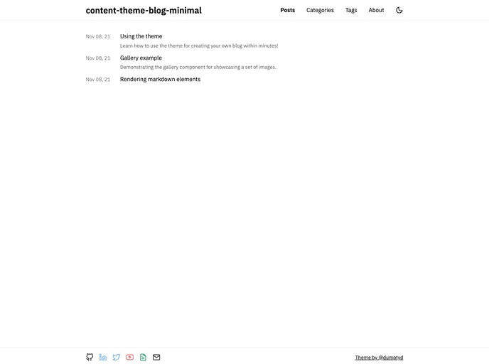 screenshot of Content Theme Blog Minimal