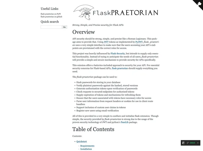 screenshot of Flask Praetorian