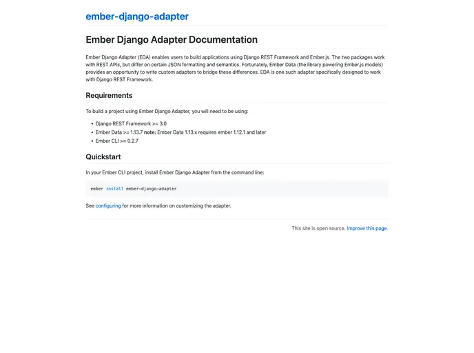 screenshot of Ember Django Adapter