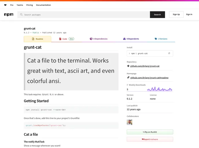 screenshot of Grunt Cat