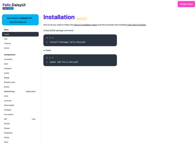 screenshot of Feliz.DaisyUI