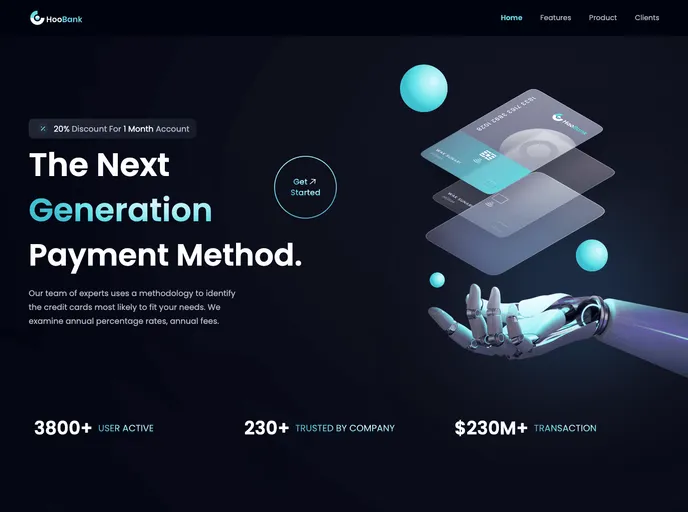 screenshot of Hoobank Landingpage