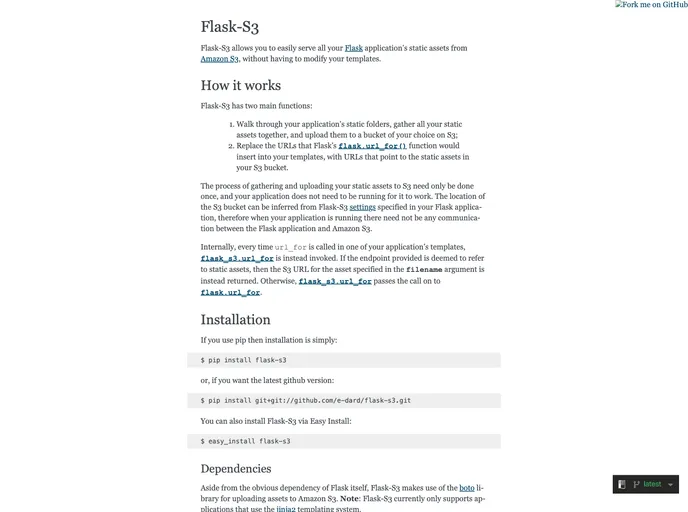 screenshot of Flask S3