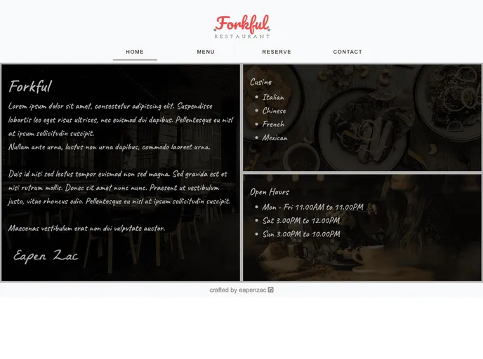 screenshot of Restaurant Theme