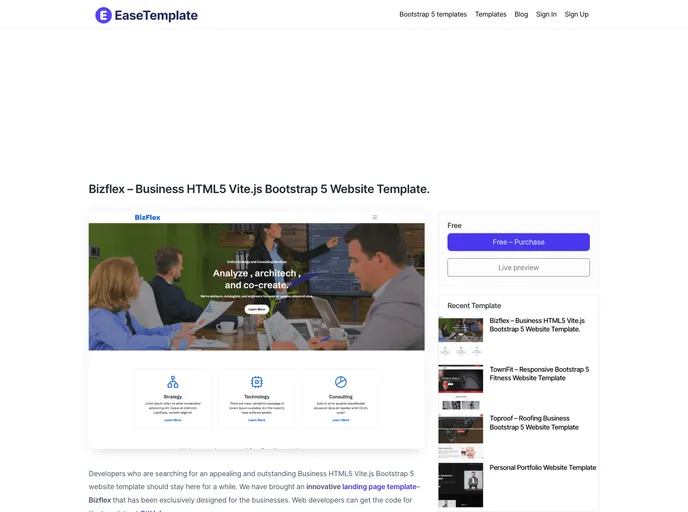 screenshot of Bizflex