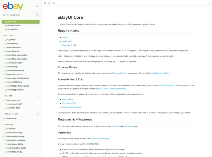 screenshot of Ebayui Core